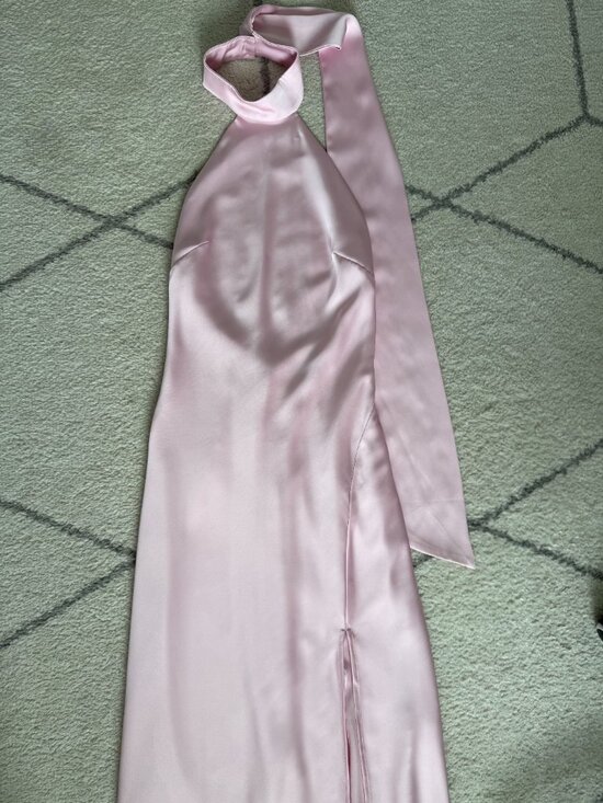 Dynamite Dresses & Skirts - Dynamite Neck Scarf Satin Pink Maxi Dress